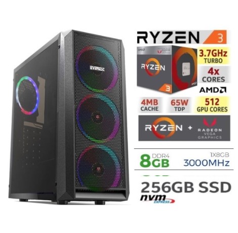 AMD Ryzen 2200G 8GB DDR4 256GB M.2 SSD VEGA 8 APU Gaming Kasa