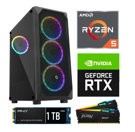 AMD RYZEN 5 5600 16GB DDR4 1TB M.2 SSD RTX 3060 GAMING KASA